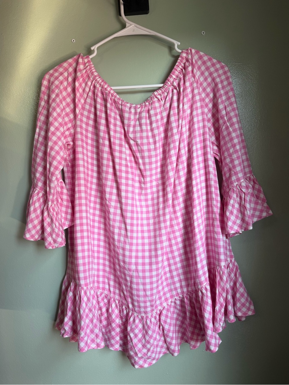 Pink Gingham Ruffle Top - Picture 2 of 4